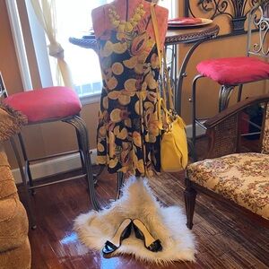 Gianni Bini Black Dress with Lemon Design